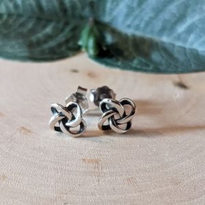 925 Sterling Silver Knot Stud Earrings Women's Jewelry